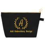 Muka Embroidered Makeup Bag with Initial Name Logo, Custom Canvas Cosmetic Pouch Organizer