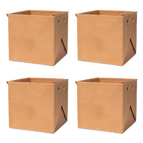 Muka 4 Pack Washable Kraft Paper Box, Recyclable Leather-like Storage Bag for Home Organizing