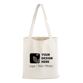 Muka Customized Cotton Sheeting Tote Bag with Logo, 12oz Heavy Duty Grocery Bag - 15" x 16"
