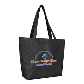 Muka Personalized Large Cotton Tote Bag with Logo, 18" x 15" x 5" Reinforced Handles - Printed / Embroidery