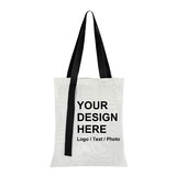 Muka Custom Canvas Tote Bag w/ Colored Handles, Personalized Cotton Tote with Contrasting Straps