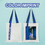 Muka Custom Canvas Tote Bag w/ Colored Handles, Personalized White Cotton Tote with Blue Straps