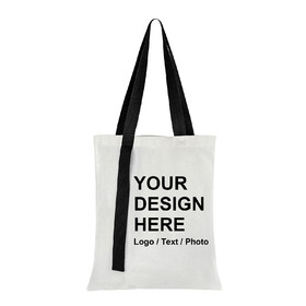 Muka Custom Canvas Tote Bag w/ Colored Handles, Personalized Cotton Tote with Contrasting Straps