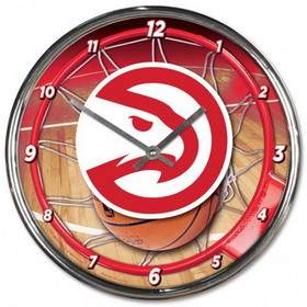 Atlanta Hawks Clock Round Wall Style Chrome