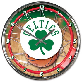 Boston Celtics Clock Round Wall Style Chrome