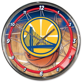 Golden State Warriors Clock Round Wall Style Chrome