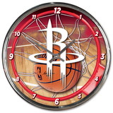 Houston Rockets Clock Round Wall Style Chrome