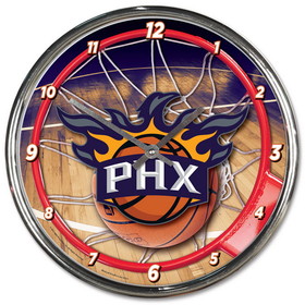 Phoenix Suns Clock Round Wall Style Chrome