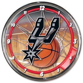 San Antonio Spurs Round Chrome Wall Clock