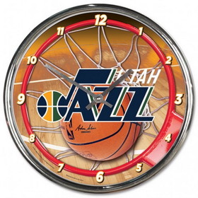 Utah Jazz Clock Round Wall Style Chrome
