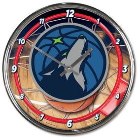 Minnesota Timberwolves Clock Round Wall Style Chrome