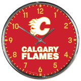 WinCraft Calgary Flames Clock Round Wall Style Chrome Periodic Restock