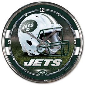 New York Jets Round Chrome Wall Clock
