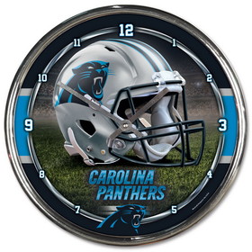 Carolina Panthers Round Chrome Wall Clock