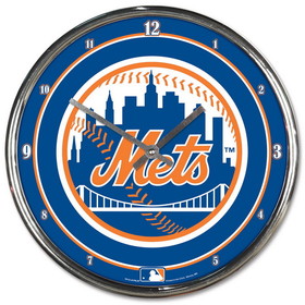 New York Mets Round Chrome Wall Clock