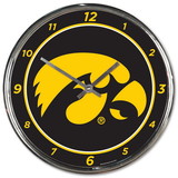 Iowa Hawkeyes Round Chrome Wall Clock
