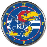 Kansas Jayhawks Round Chrome Wall Clock
