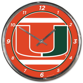 Miami Hurricanes Clock Round Wall Style Chrome