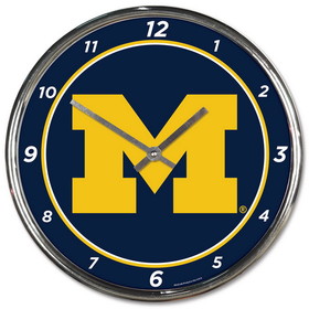 Michigan Wolverines Round Chrome Wall Clock