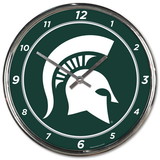 Michigan State Spartans Round Chrome Wall Clock