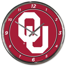 Oklahoma Sooners Round Chrome Wall Clock