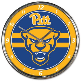 Pittsburgh Panthers Round Chrome Wall Clock