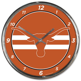 Texas Longhorns Clock Round Wall Style Chrome