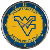 West Virginia Mountaineers Round Chrome Wall Clock