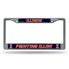 Illinois Fighting Illini License Plate Frame Chrome Printed Insert