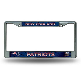 New England Patriots License Plate Frame Chrome Printed Insert