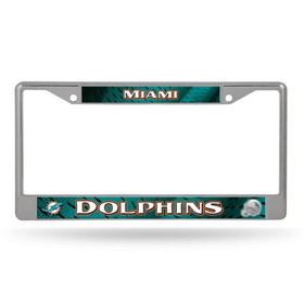 Miami Dolphins License Plate Frame Chrome Printed Insert