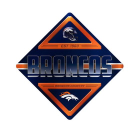 Denver Broncos Sign Metal Diamond Shape