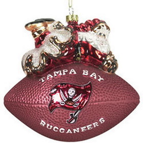Tampa Bay Buccaneers Ornament 5 1/2 Inch Peggy Abrams Glass Football CO