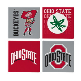 Evergreen Enterprises Ohio State Buckeyes Coaster Set 4 Piece with Wood Caddy