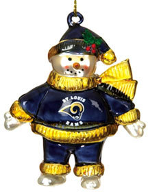 St. Louis Rams Ornament 2 3/4 Inch Crystal Snowman CO