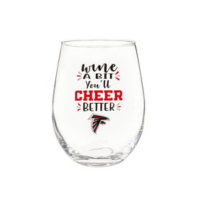 Atlanta Falcons Glass 17oz Wine Stemless Boxed