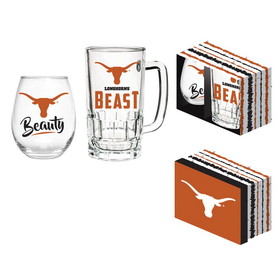 Texas Longhorns Drink Set Boxed 17oz Stemless Wine and 16oz Tankard