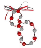 Lucky Kukui Nuts Necklace Red/Silver CO
