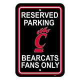 Cincinnati Bearcats Sign 12x18 Plastic Reserved Parking Style CO