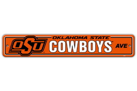 Oklahoma State Cowboys Sign 4x24 Plastic Street Style CO