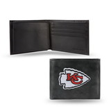 Kansas City Chiefs Wallet Billfold Leather Embroidered Black
