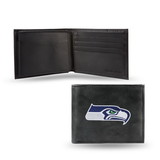 Seattle Seahawks Wallet Billfold Leather Embroidered Black