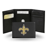 New Orleans Saints Wallet Trifold Leather Embroidered