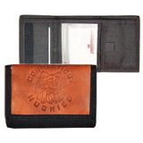 Connecticut Huskies Leather/Nylon Embossed Tri-Fold Wallet