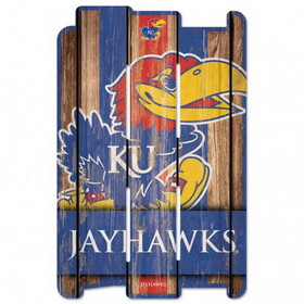 Kansas Jayhawks Sign 11x17 Wood Fence Style