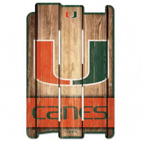 Miami Hurricanes Sign 11x17 Wood Fence Style