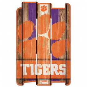 Clemson Tigers Sign 11x17 Wood Fence Style
