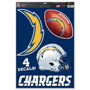 Los Angeles Chargers Decal 11x17 Multi Use Cut to Logo 4 Piece