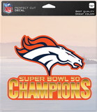 Denver Broncos Decal 8x8 Die Cut Color Super Bowl 50 Champion