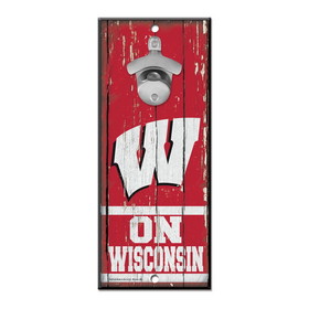 Wisconsin Badgers Sign Wood 5x11 Bottle Opener